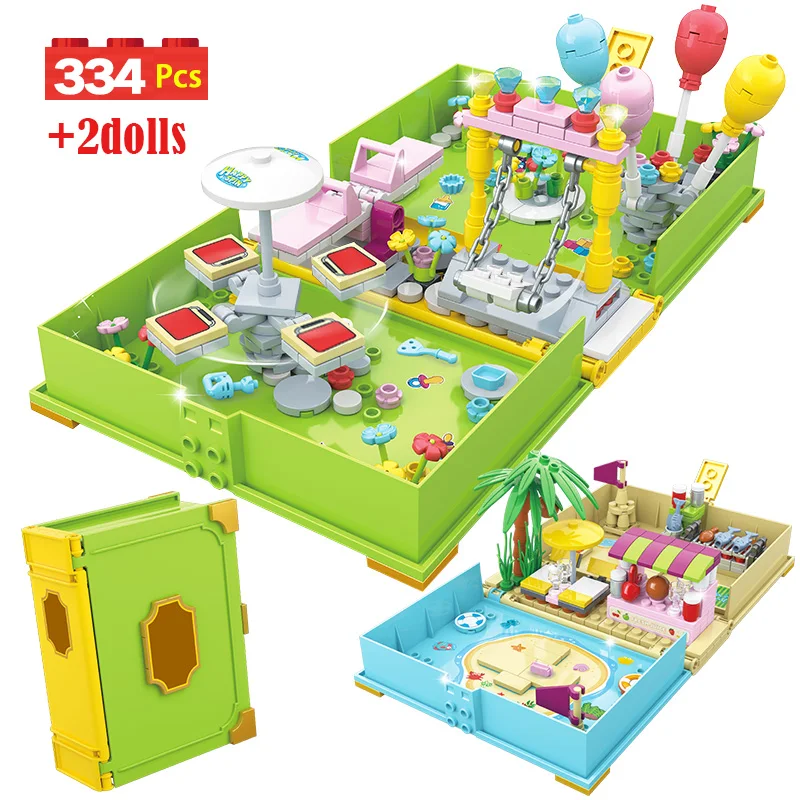 

330pcs City Street View Books World Building Blocks Friends Castle Architecture Ice Cream Candy Shop Figures Bricks Toys For Kid