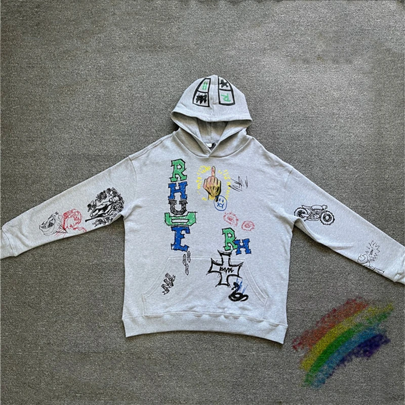 

2021fw RHUDE Hoodie Men Women 1:1 High-Quality Multiple Graphic Graffiti Rhude Hooded Sweatshirts Oversize Pullovers