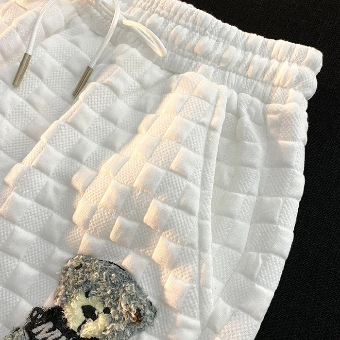 

Штаны спортивные вафельные с высокой талией