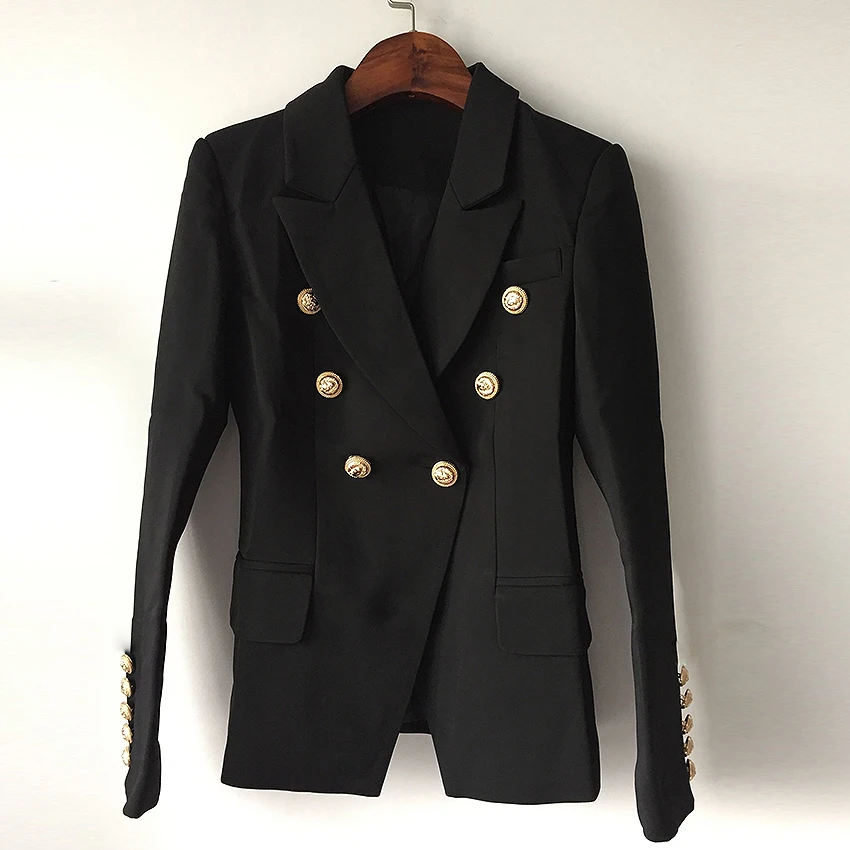 

New Fashion 2021 Designer Blazer Jacket Women's Double Breasted Metal Lion Buttons Blazer Outer size S-XXXL