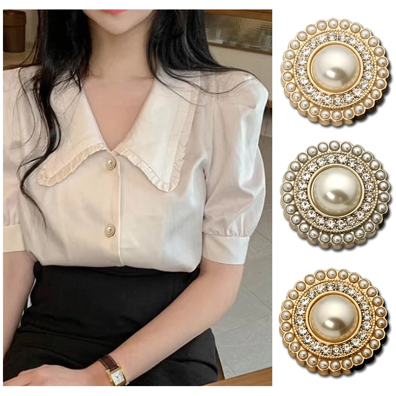 6 шт. жемчужные стразы золотистые металлические пуговицы для одежды костюм