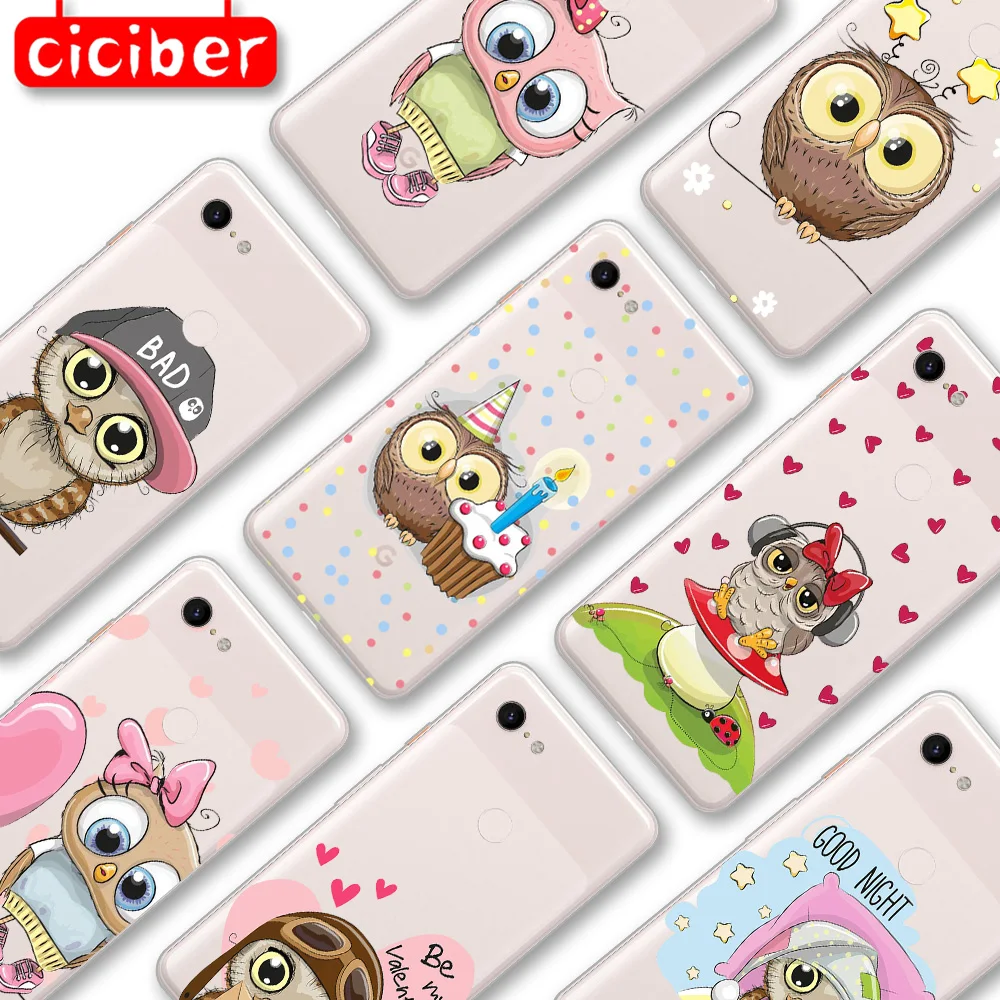 

Cute Owl Case For Google Pixel 4 5 3 2 XL Cover for Pixel 3a 4a 5G XL Soft Silicone TPU Luxury Fashion Protect Phone Back Fundas