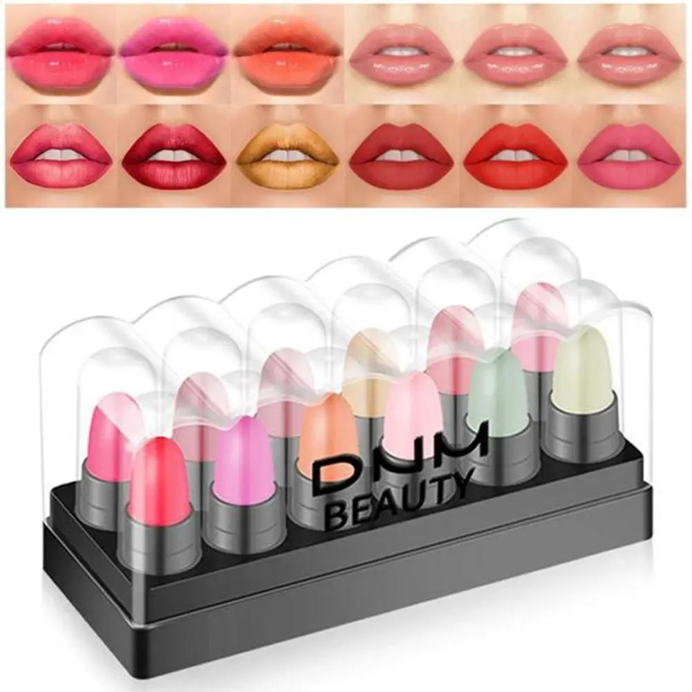 

12 Color Velvet Matte Lipsticks Pencil Set Waterproof Sexy Red Lip Stick Non-Stick Cup Makeup Lip Tint Pen Cosmetic Kit