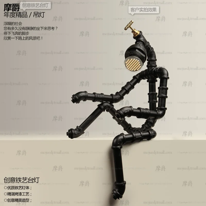 Loft винтажный водопровод Настольная лампа персонализированные tieyi робот |
