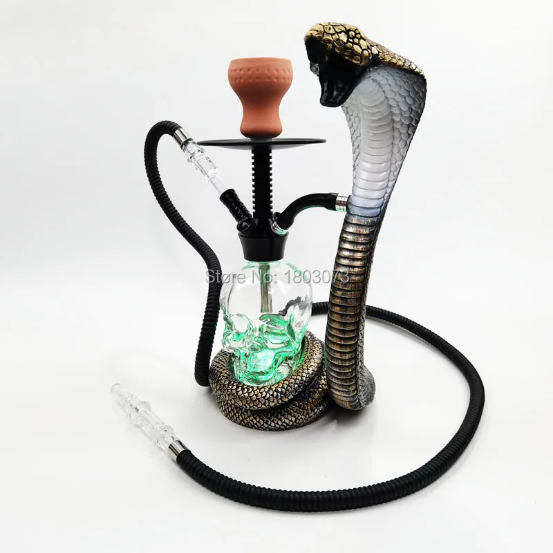 

Animal Bar Sheesha Pipas Fumar Hierba Snake Pipe Cobra Hose Led Light Sisha Skull Shape Narguile Hookah Shisha