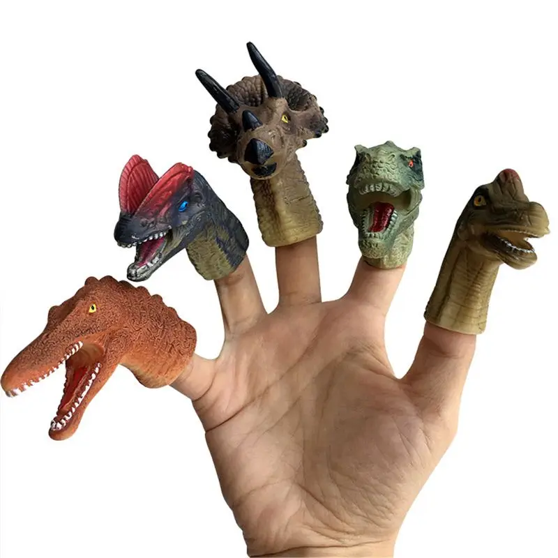 

5Pcs Realistic Dinosaur Finger Puppets Set Role Playing Toy Kids Tell Story Prop