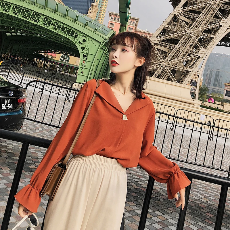 Большая распродажа женские модные рубашки на одной пуговице отложной воротник