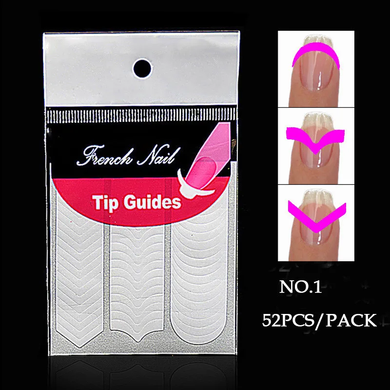 48 шт/52 шт ногти руководство наклейки Французский маникюр дизайн ногтей для