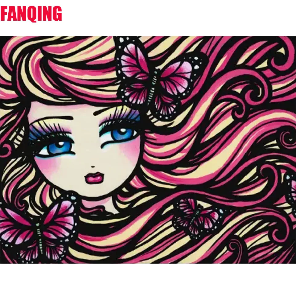 

Алмазная 5D картина для девочек, Набор для вышивки крестиком «сделай сам», полноразмерная/Круглая Мозаика из аниме мультфильмов, ручная рабо...