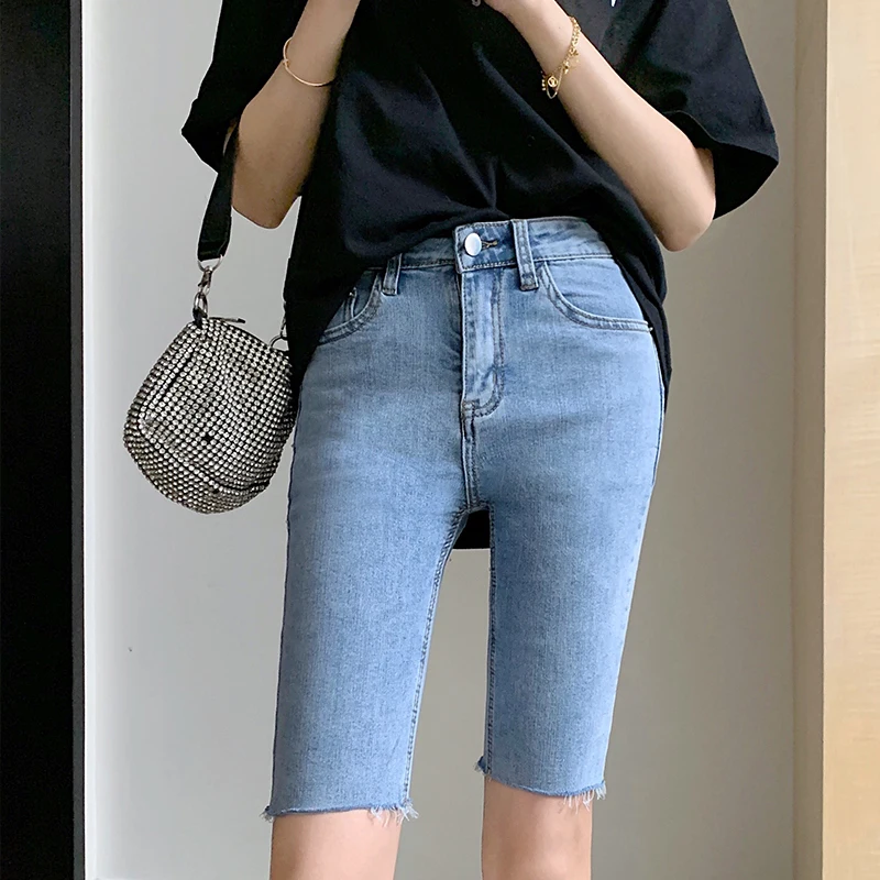 

High Quality Denim Shorts Summer Girls Bandage Hot Shorts Jeans High Waist Blue Women Pants Skinny Slim Clothing Fashion Sexy