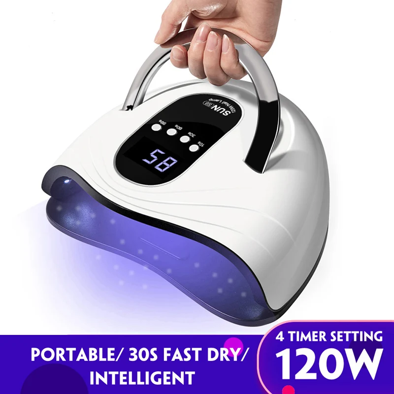 

120W Nail Dryer Gel Polish Smart Sensor 42pcs UV Led Lamp Fast Curing Speed LCD Display for All Types Gel Manicure Salon Tools