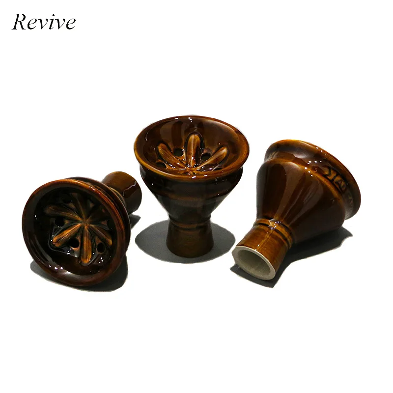 Ceramic Hookah Bowl Porcelain Shisha Chicha Head Narguile Nargile Accessories Six Holes Water Pipe Cup Clay Smoking Holder