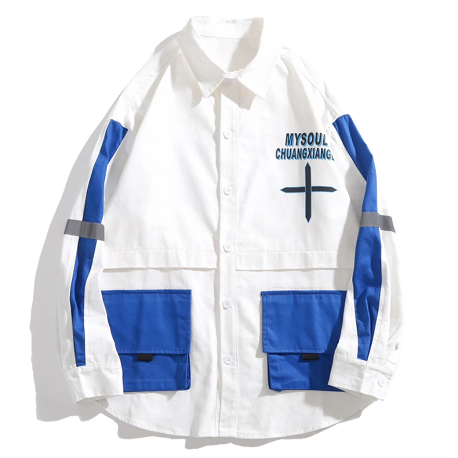 Мужские рубашки с буквенным принтом в стиле хип хоп Повседневная Уличная