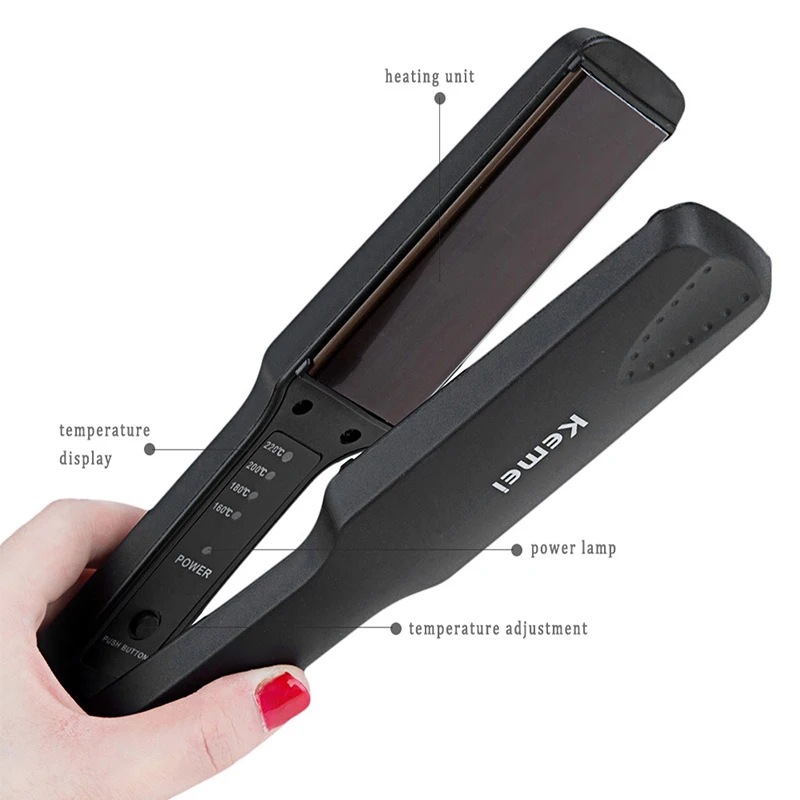 

Kemei Professional hair straightener Fast Heating curling Iron for afro curls Straightening Irons Styling Tools hair irons 5