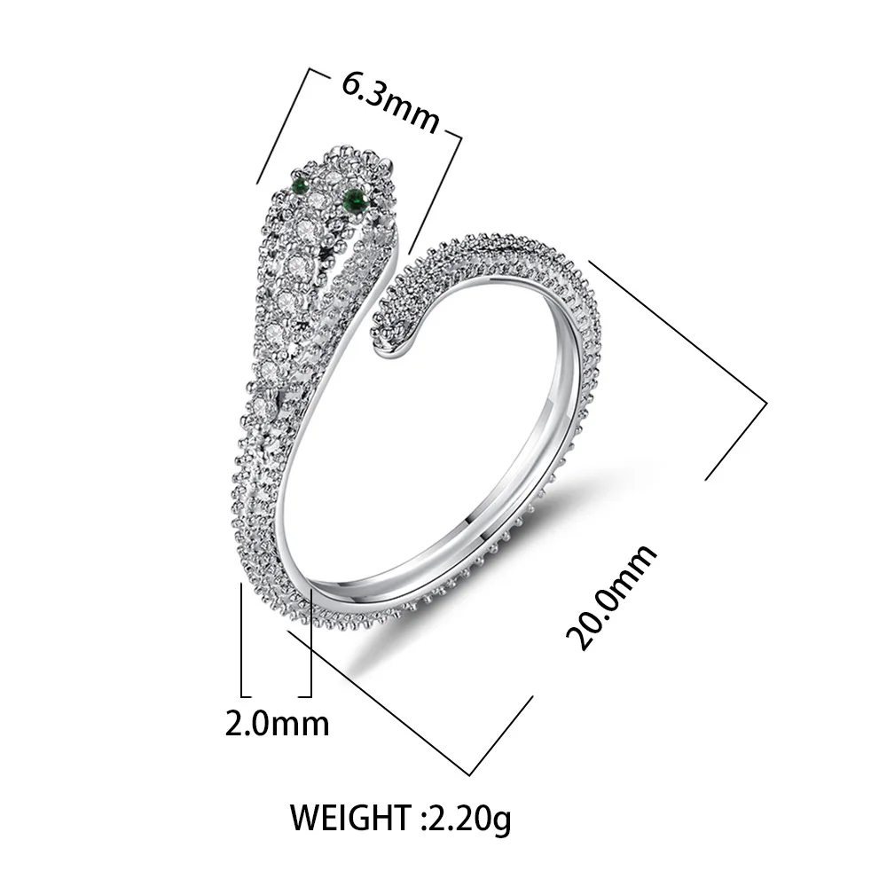 

Exquisite Silver Plated Snake Finger Ring White Zircon Crystal Snake Shapr Ring Cocktail Party Women's Fashion Jewelry