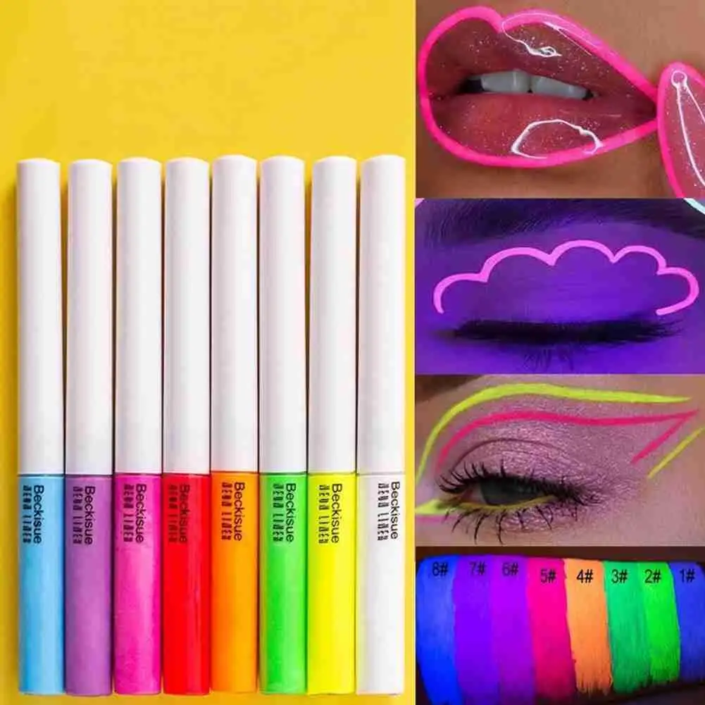 

Color Fluorescent Eyeliner Festival Carnival Face Luminous Painted Makeup UV Neon Fluorescent Water Activated Eyeliner