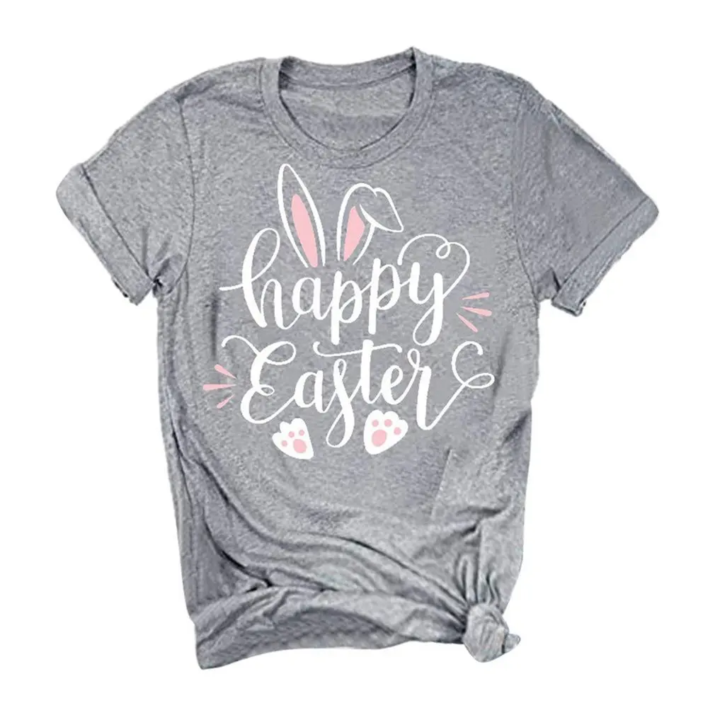 

Women's All-Match Easter Casual Cute Cartoon Print Slim O-Neck T-Shirt S-3XL Round Neck Casual Loose Tops 2021NEW