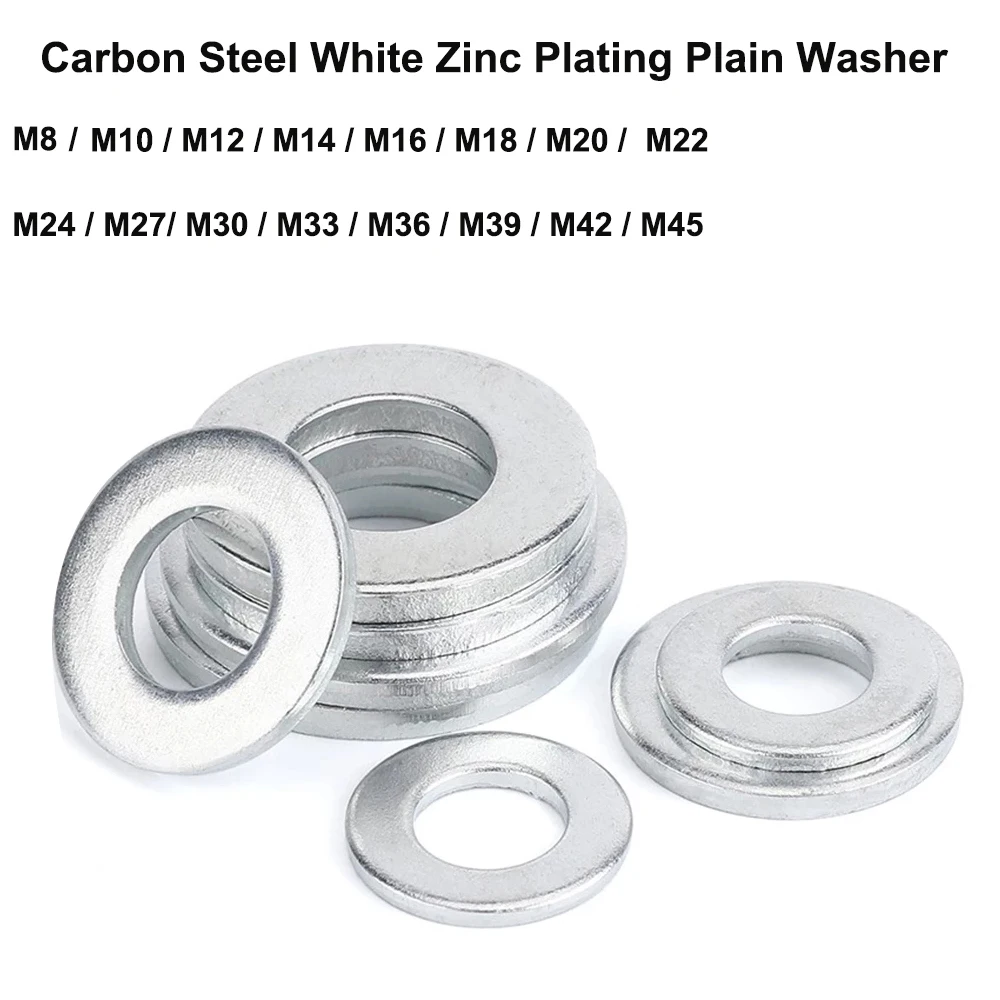 

White Zinc Plated Carbon Steel Plain Washer M8 M10 M12 M14 M16 M18 M20 M22 M24 M27 M30 M33 M36 M39 M42 M45