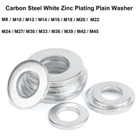 white zinc plated carbon steel plain washer m8 m10 m12 m14 m16 m18 m20 m22 m24 m27 m30 m33 m36 m39 m42 m45