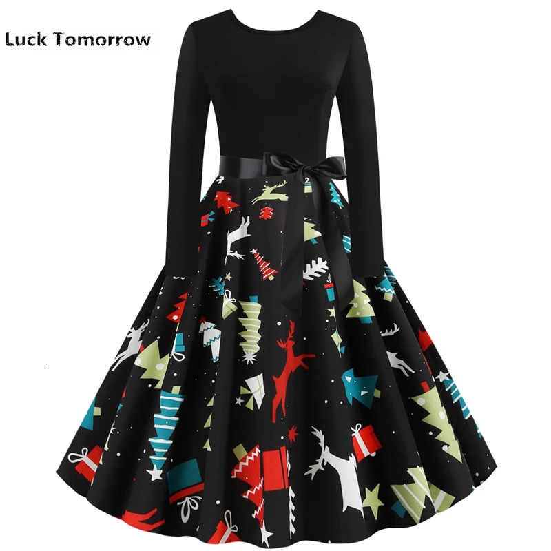 Новая женская одежда 2019 осеннее платье Рождество элегантное Платья для