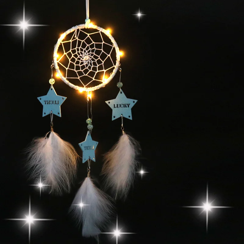 Светодиодная лампа с перьями ручной работы ночной Светильник мечта приманкой на