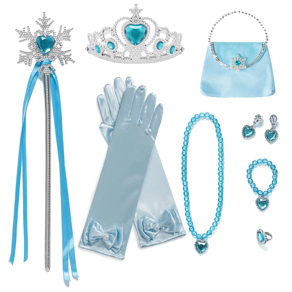 

Elsa Dresses For Girls Princess Party Costume Snow Queen Vestidos Hair Accessory Set Halloween Girls Party Children Clothes