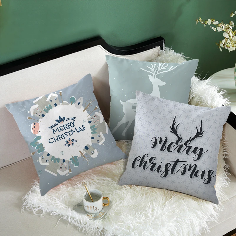 

Fuwatacchi Christmas Cushion Cover Colorful Stamping Animals Deer Dog Bear Snow Pillow Cover Home Sofa Decorative Pillowcase
