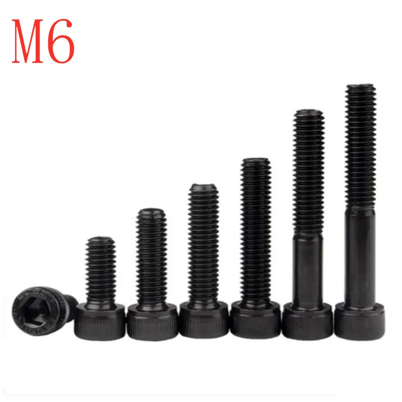 

10pcs/lot DIN912 M6*8/10/12/14/16/18/20/25/30/35/40/45/50 Grade 12.9 black hexagon Hex Socket allen Head Cap Screw