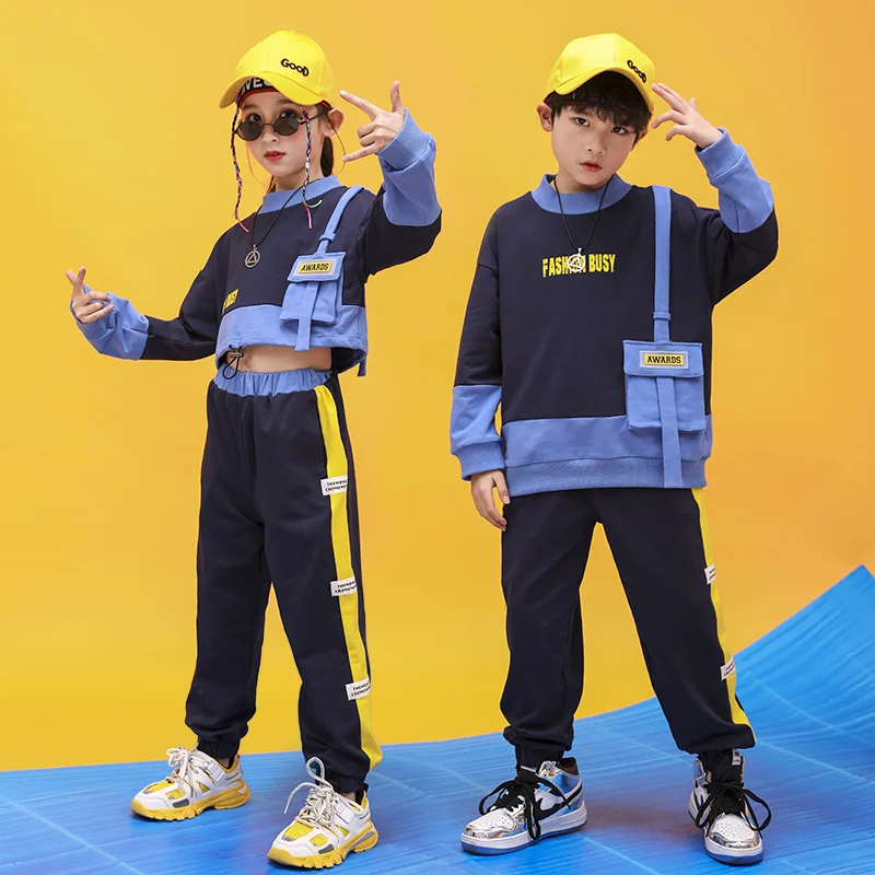 

New Korean Top Pants Jazz Suit Children Hiphop Dance Clothes Boys Girls Hip Hop Costumes Kids Street Dance Outfit