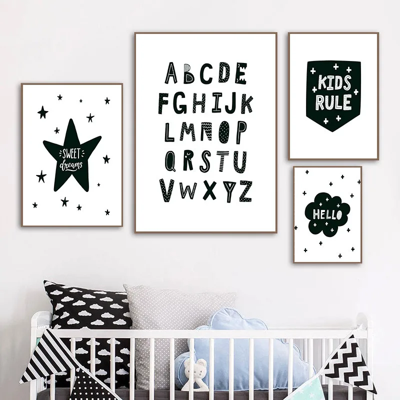 Скандинавская детская цитата искусство холст мультяшная звезда облако картина