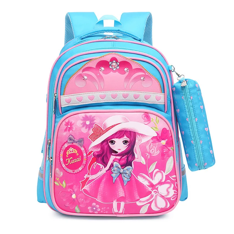 for cartoon princess school backpack Cute girls Orthopedic children school bag with pencil case Waterproof backpacks mochila