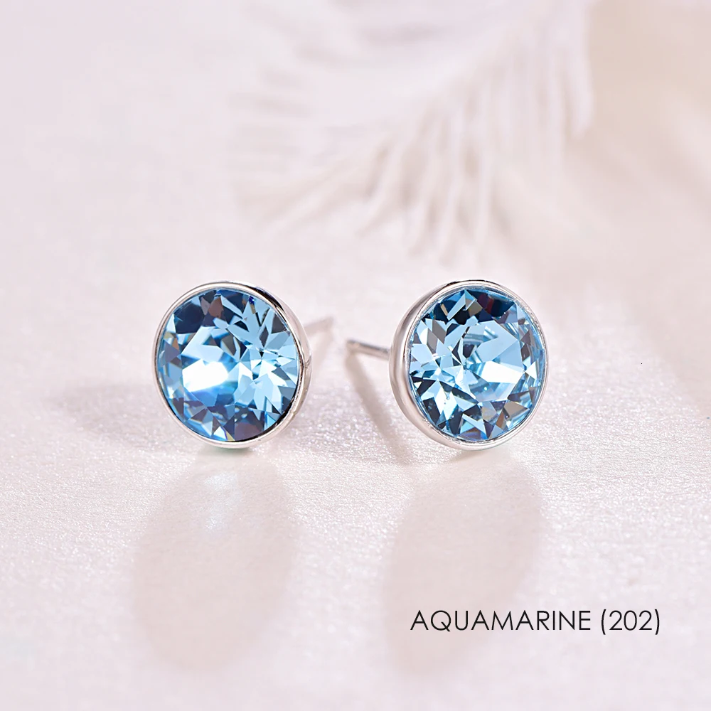 Серьги с кристаллами Swarovski, серьги из стерлингового серебра, круглые серьги для женщин, модные серьги-гвоздики, свадебные ювелирные изделия для офиса