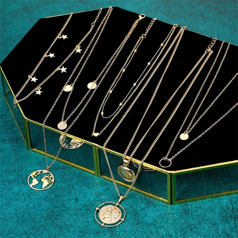 Модные Золотые круглые ожерелья FNIO для монет женщин и девочек Многослойные