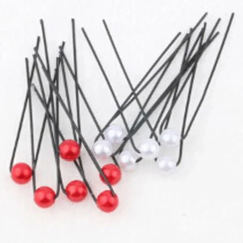 20 шт. Свадебные u образные заколки для волос белые красные жемчужные аксессуары