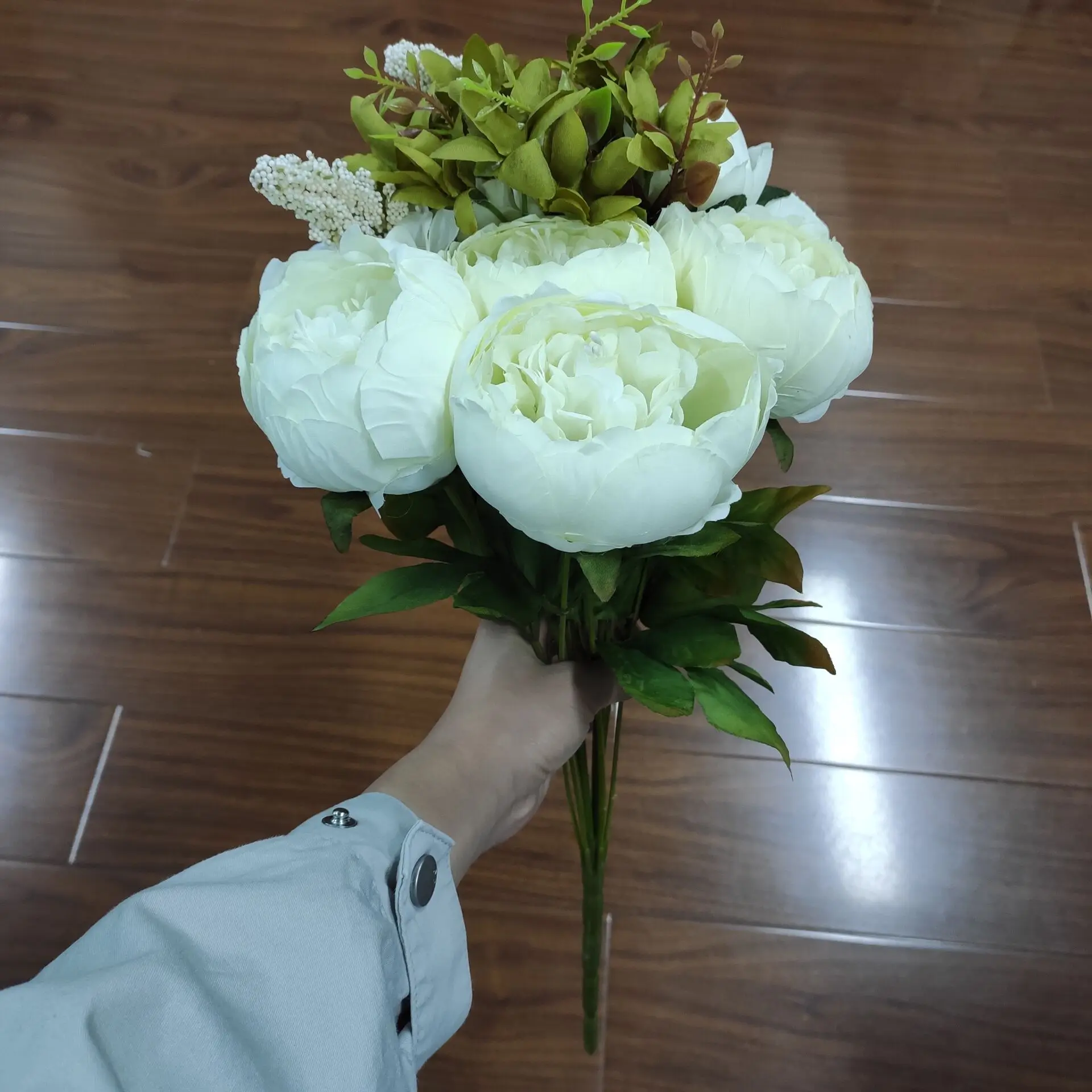 light white green YO CHO Свадебный букет невесты искусственный шёлковый пион Букет DIY вечерние украшения для дома украшения стола - Цвет: light white green