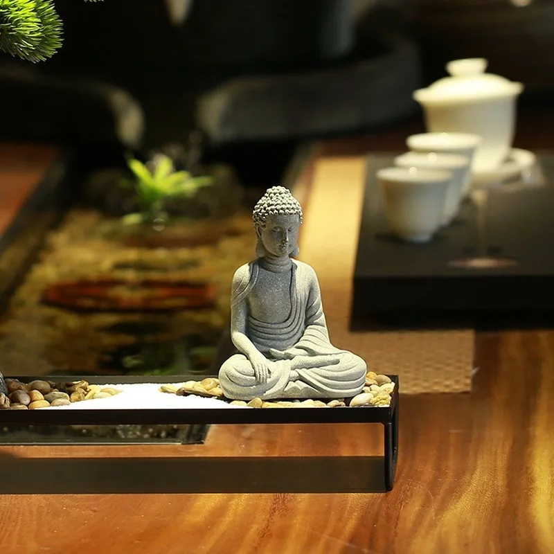 

Sandstone Meditation Buddha Statue Handmade Statue Meditation Miniature Living Room Decoration Ornaments