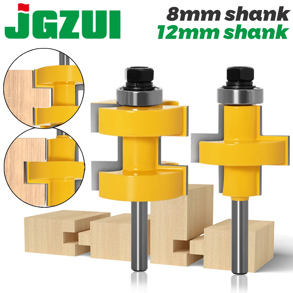 2pc 8mm 12mm Shank high quality Large Tongue & Groove Joint Assembly Router Bit Set 42mm Stock Wood Cutting Tool