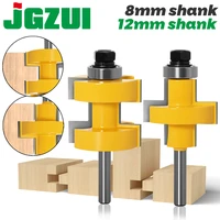 2pc 8mm 12mm shank high quality large tongue groove joint assembly router bit set 42mm stock wood cutting tool
