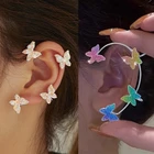 Новые посеребренные металлические клипсы-бабочки для ушей без пирсинга для женщин, сверкающие циркониевые клипсы для ушей, серьги-каффы, свадебные украшения