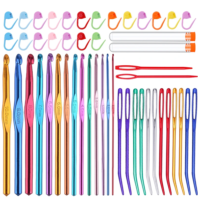 KAOBUY 14 вязальные крючки разных размеров комплект разноцветные, алюминиевые вязальные крючки Иглы пряжа Вязание крючки для шитья