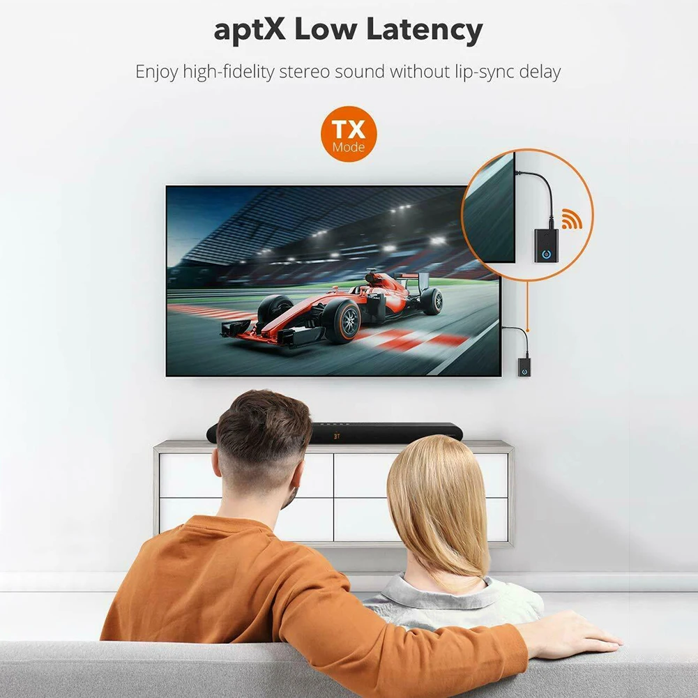 

Wireless Bluetooth 5.0 Audio Adapter Transmitter and Receiver aptX Low Latancy with AUX 3.5mm for Phones, Speakers, Headphones