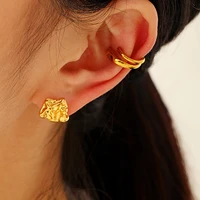 hip hop punk earrings for women new trend simple golden ear bones clip rock girl disco party fashion jewelry accessories gifts