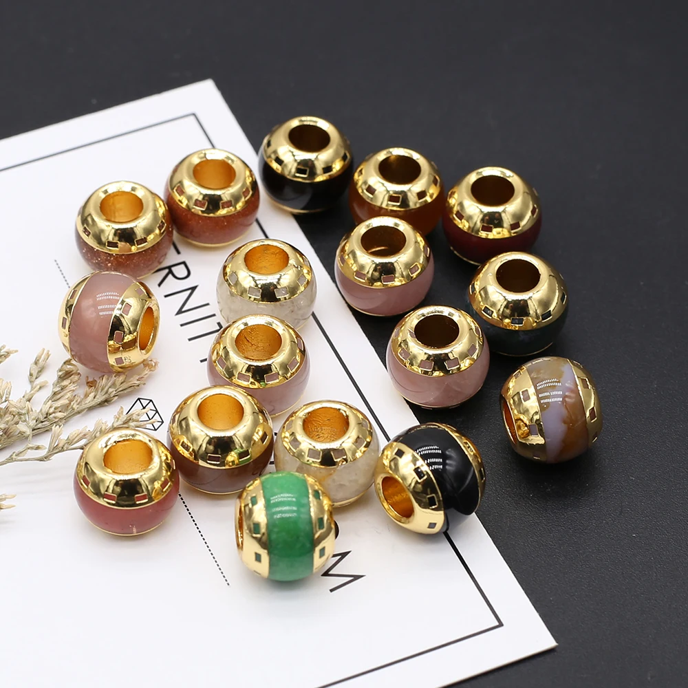 

Small Pendant Round Gig Hole Natural Semi-precious Stone Agate Pandora Charms for Ms Jewelry Making Diy Necklace Gift Wholesale