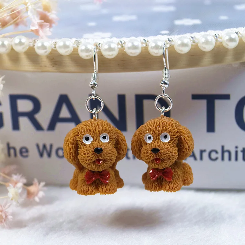 

1 pair Women Earrings Girls Jewelry Cute Dog Dangle Earring Resin Charms Lovely Animal Drop Earrings