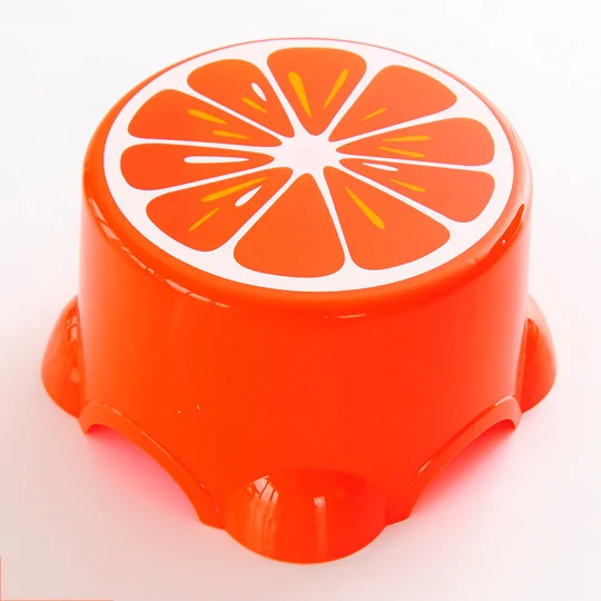 orange-s Милые Мультяшные табуреты с фруктовым узором для гостиной, нескользящая скамейка для ванной, детский табурет из пластика, Сменная обувь, табурет - Цвет: orange-s