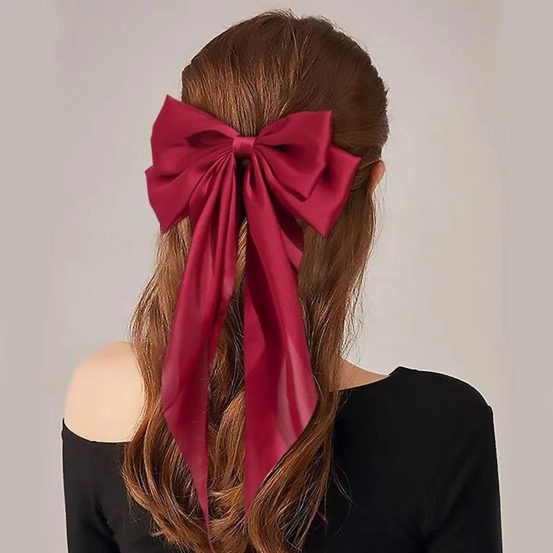 

Bow Satin Hair Ribbon Hairpin Vintage Butterflies Hairclip Bowknot Hairpin Fashion Accessories Hair Women Bow Ribbon Hair S X1U0