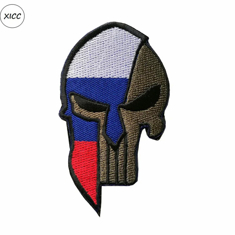 1pc 1-1 XICC вышивка череп шлем флаг военная армия тактические заплатки Каратель значок для одежды сумки DIY Горячая Израиль спартанская наклейка - Цвет: 1pc 1-1