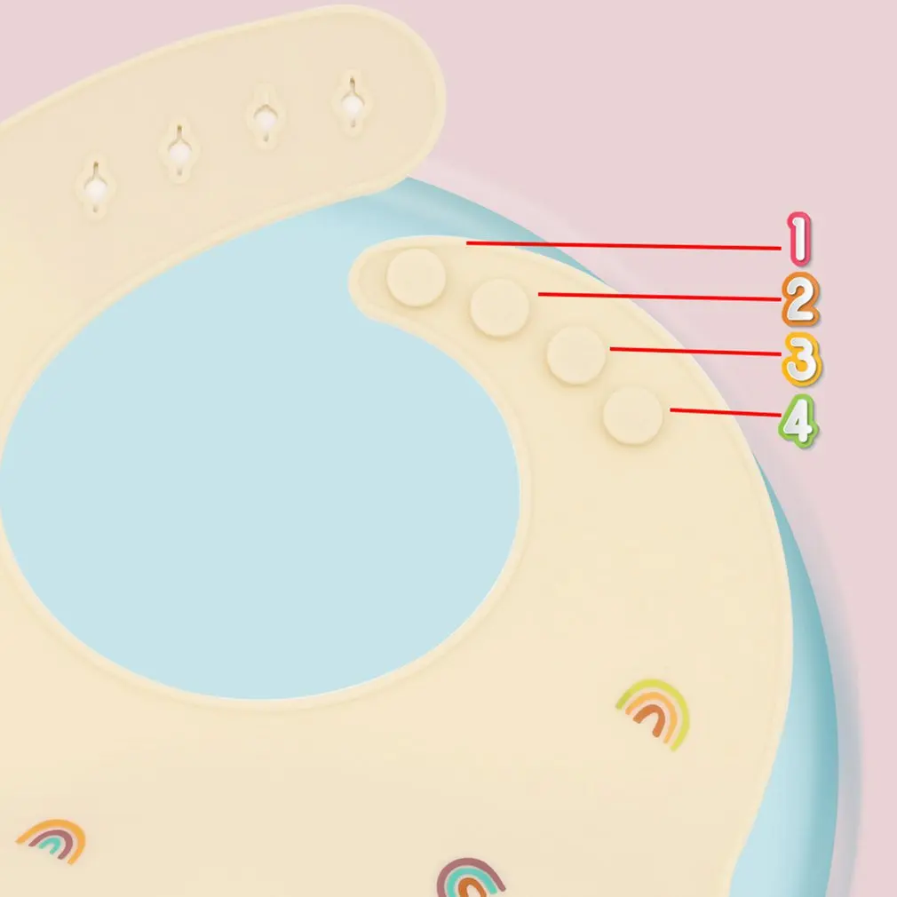 

SB013-3 Food Grade Silicone Rice Pocket Food Supplement Bib For Kids Adjustable Waterproof Silicone Kids Bib