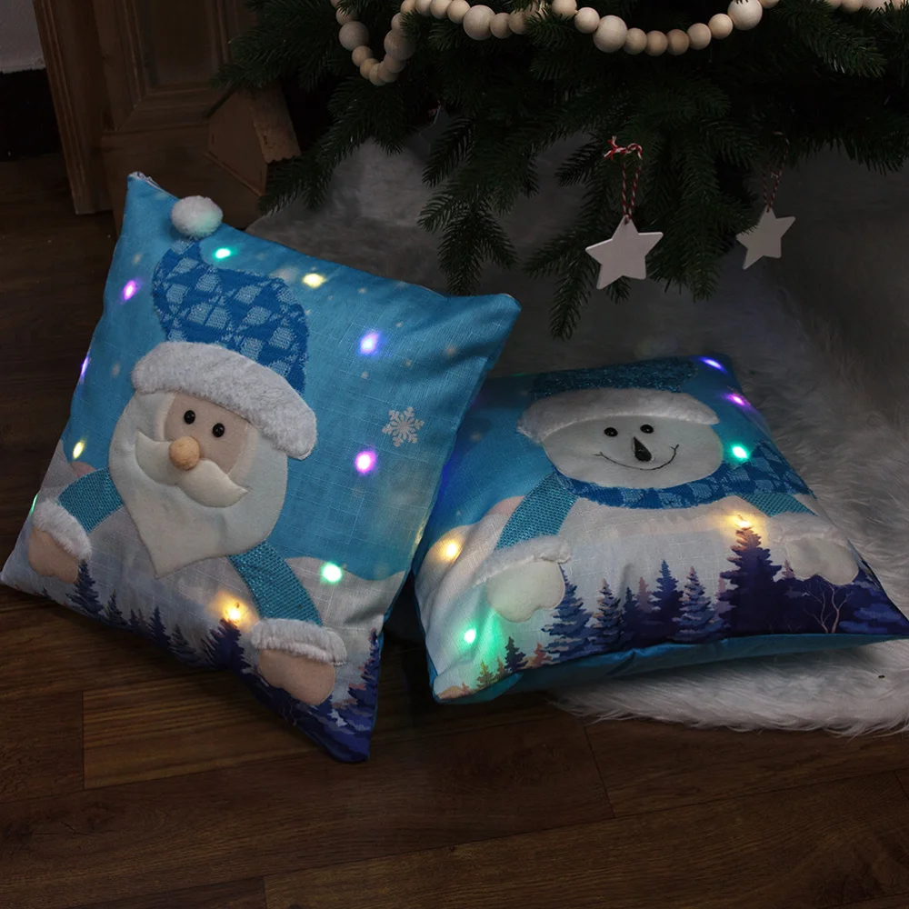 

2pcs Decorative Christmas Pillow Covers With Led Lights (Assorted Color)