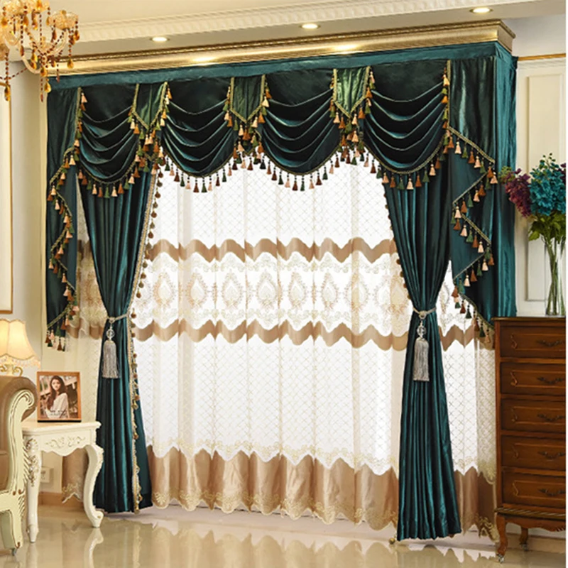 European Italian Velvet Curtains for Living Room Bedroom Luxury Solid Color Curtain Valance Window Treatments Custom Drapes | Дом и сад